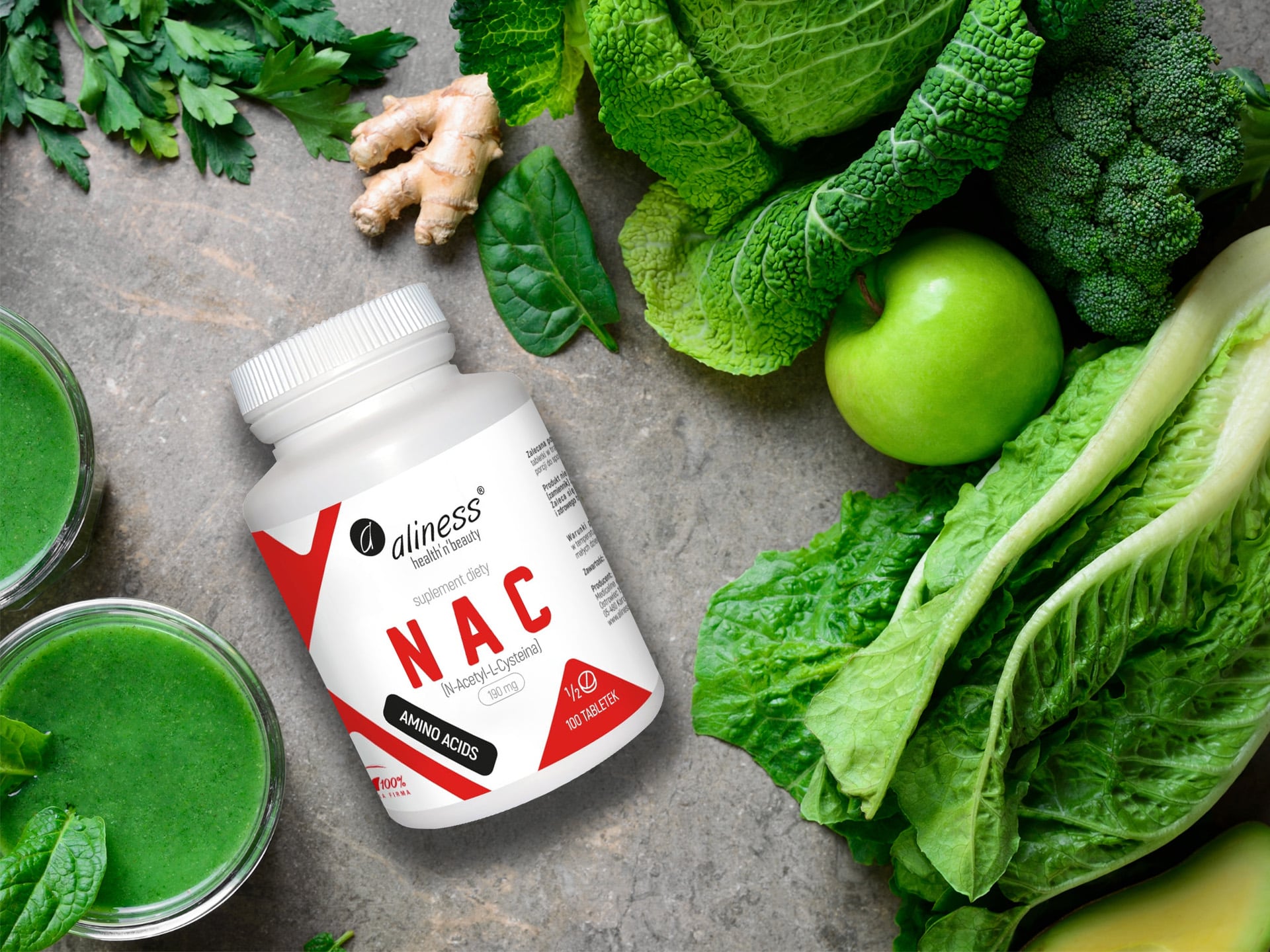 Aliness - NAC - N-acetyl-L-cysteina - wsparcie wątroby, detoksykacja