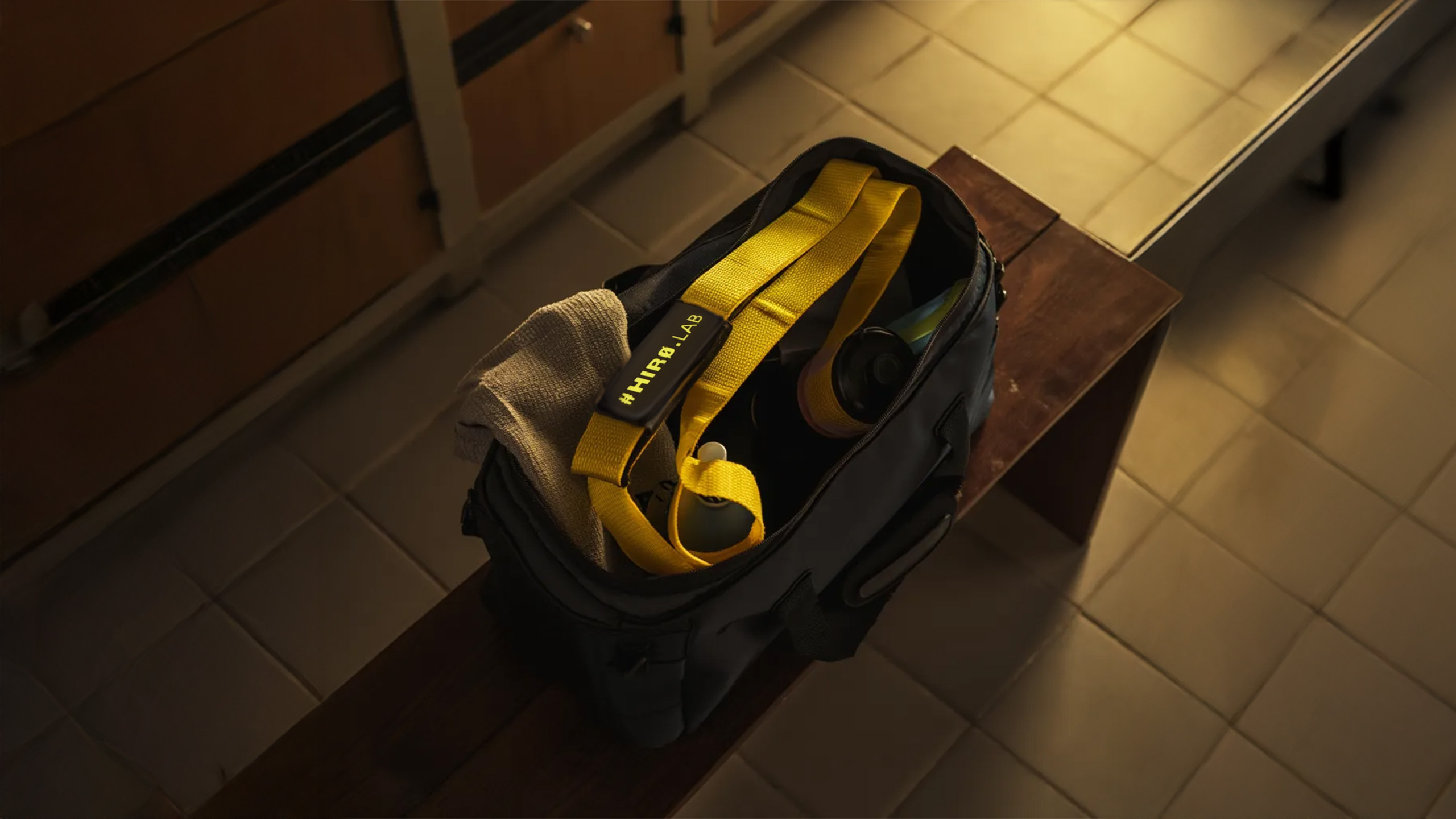 HIRO.LAB Cotton Strap - Rubber Logo New - Yellow - Diržai svoriams kelti