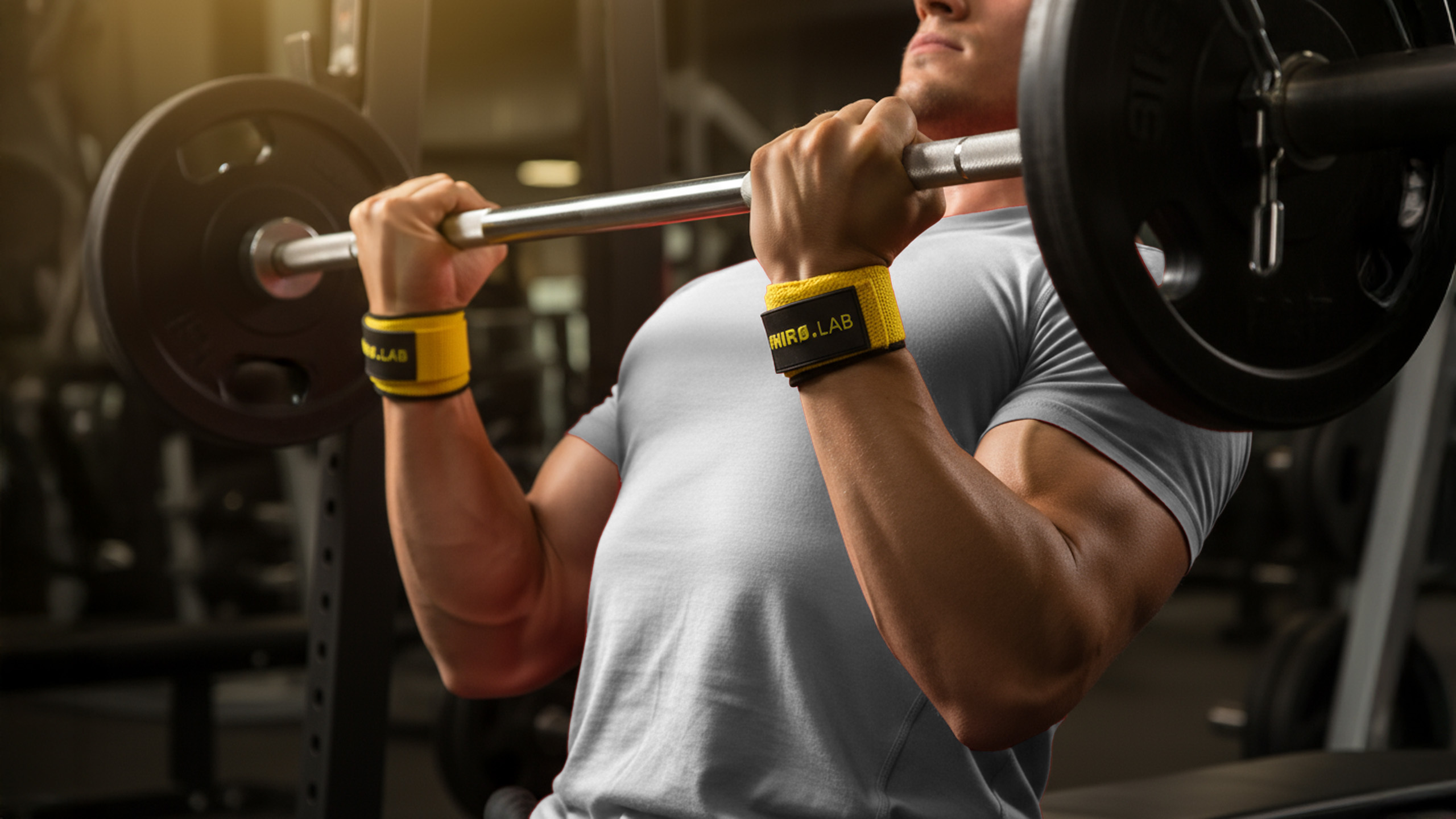 HIRO.LAB Cotton Strap - Rubber Logo New - Yellow - Diržai svoriams kelti